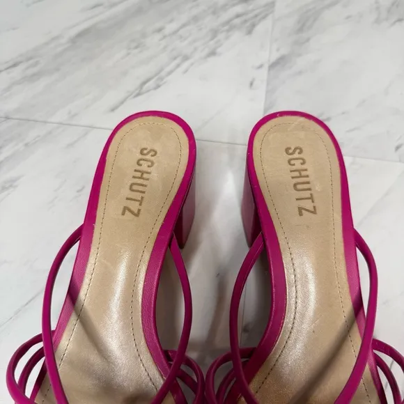 Schutz Princey Pink Faux Leather Knotted Strap Sandal 7 1/2 B
