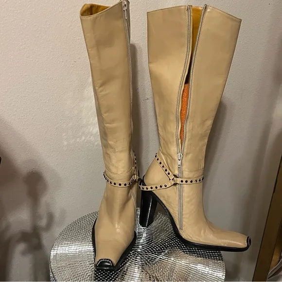 Sebastiano Migliore Leather Knee High Heeled Boots • Made in Italy 36/6