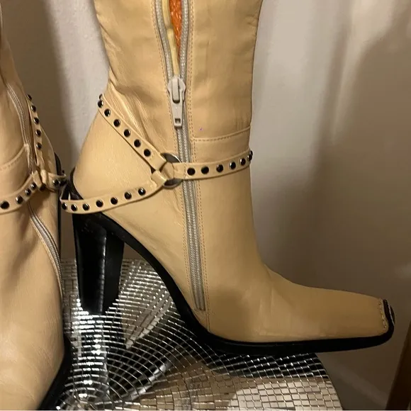 Sebastiano Migliore Leather Knee High Heeled Boots • Made in Italy 36/6