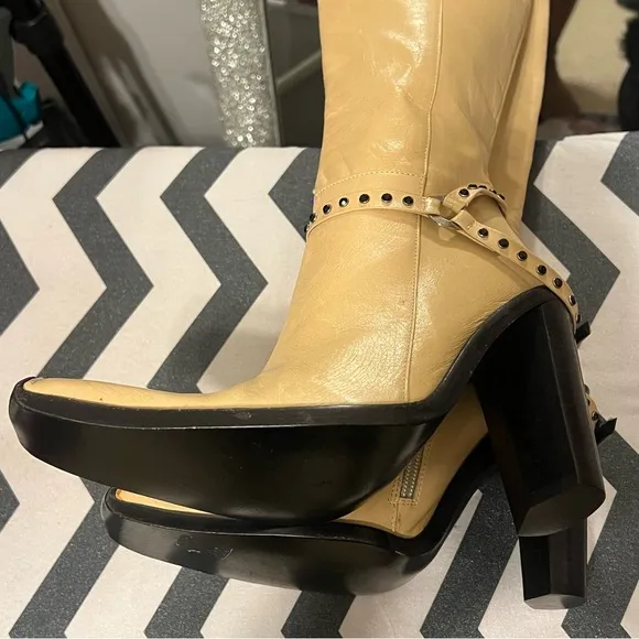 Sebastiano Migliore Leather Knee High Heeled Boots • Made in Italy 36/6