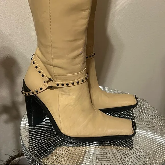 Sebastiano Migliore Leather Knee High Heeled Boots • Made in Italy 36/6