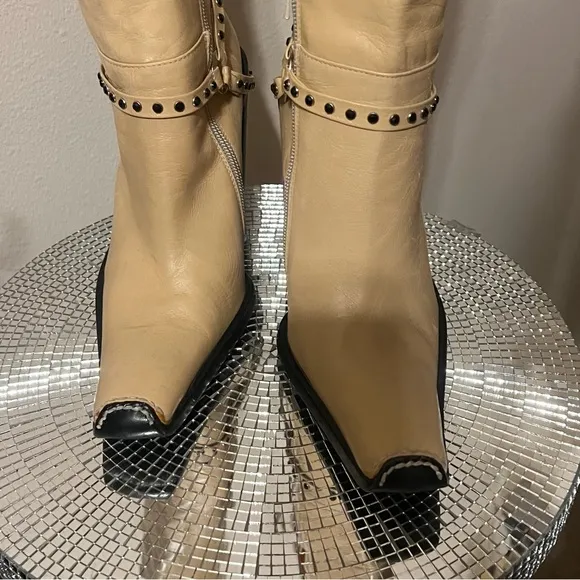 Sebastiano Migliore Leather Knee High Heeled Boots • Made in Italy 36/6