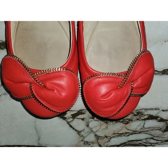 See by Chloe Clara Zipper-Bow Ballerina Flat Pink Leather EU 36 US 5.5