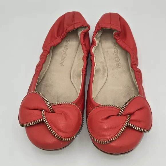 See by Chloe Clara Zipper-Bow Ballerina Flat Pink Leather EU 36 US 5.5