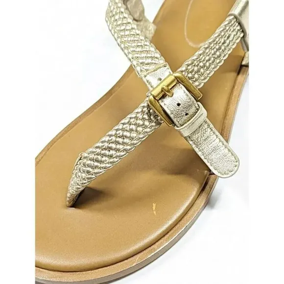 See by Chloe Women's Nola Gold Braided Strap Thong Sandals Size 37 (MSRP $325)
