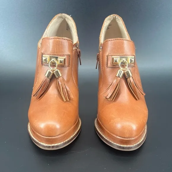 Seychelles Brown Hijinks Leather Ankle Bootie Whiskey Tassel Platform Loafer 8.5