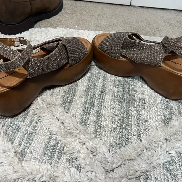 Seychelles Brown Textured Slingback Sandals