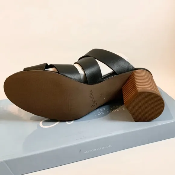 Seychelles Embellishment Black Mules Heels Sandals