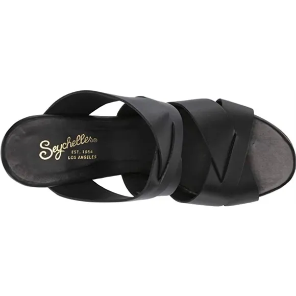 Seychelles Embellishment Black Mules Heels Sandals