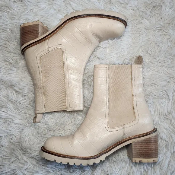 Seychelles Far Fetched Alligator Print Cream Heeled Ankle Boots