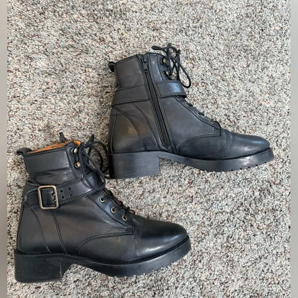 Sezane Dana leather Ankle Boots smooth black size 36