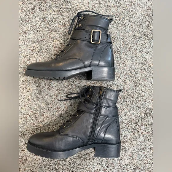 Sezane Dana leather Ankle Boots smooth black size 36