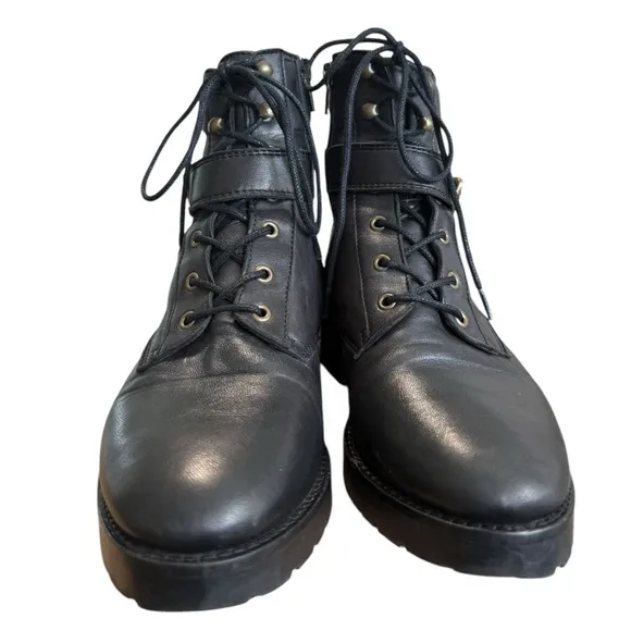 Sezane Dana leather Ankle Boots smooth black size 36