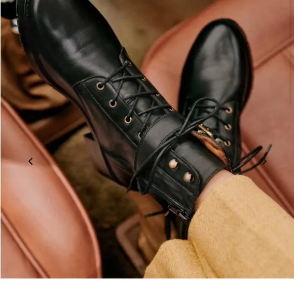 Sezane Dana leather Ankle Boots smooth black size 36