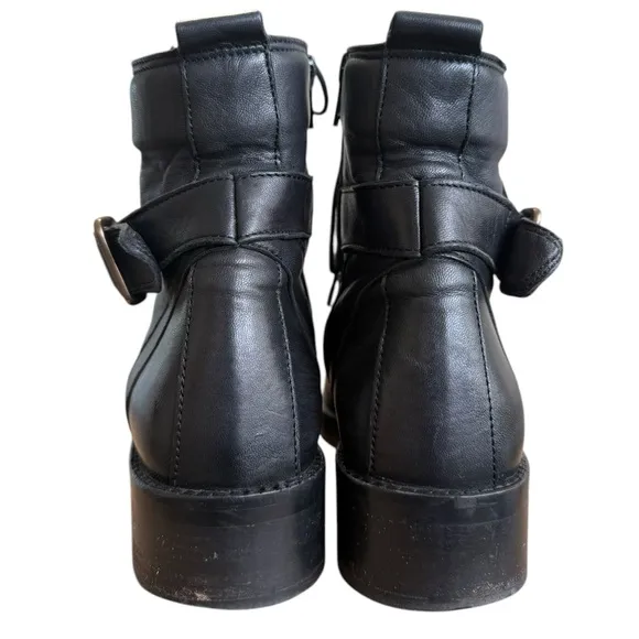 Sezane Dana leather Ankle Boots smooth black size 36