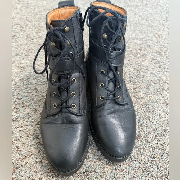 Sezane Dana leather Ankle Boots smooth black size 36