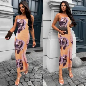 Sherbert Printed Spaghetti Strap Dress