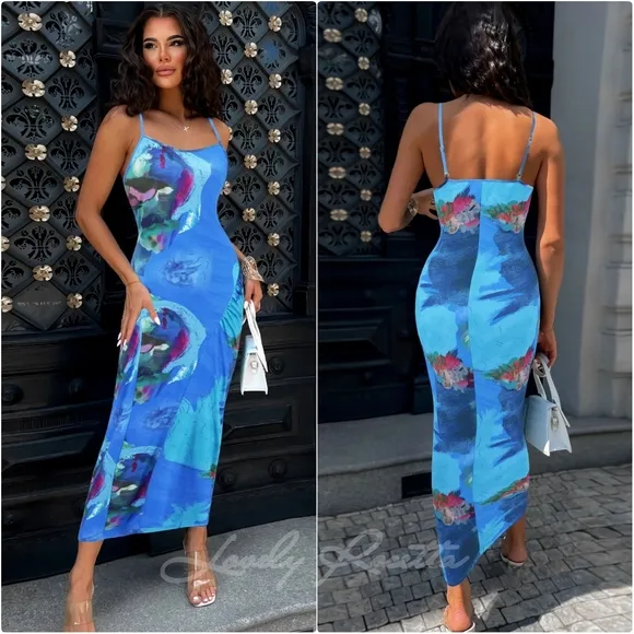 Sherbert Printed Spaghetti Strap Dress