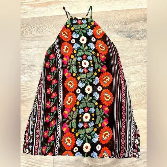 Show Me Your Mumu Byron Mexicali Multi Print Mini Chiffon Dress Size Medium