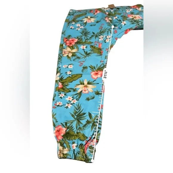 Silence is Golden Denim‎ Blue Multicolor Floral Print Jogger Jeans Sz 40 NEW