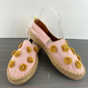 Silvia Cobos Soil Mocasines Leather Flat Espadrilles Women 12 Pink Floral NEW