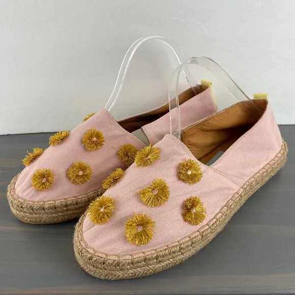 Silvia Cobos Soil Mocasines Leather Flat Espadrilles Women 12 Pink Floral NEW