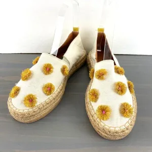 Silvia Cobos Soil Mocasines Leather Flat Espadrilles Women 7.5 White Floral NEW
