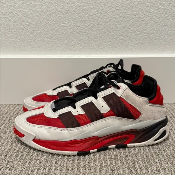 Size 11.5 - adidas Niteball Crystal White Scarlet