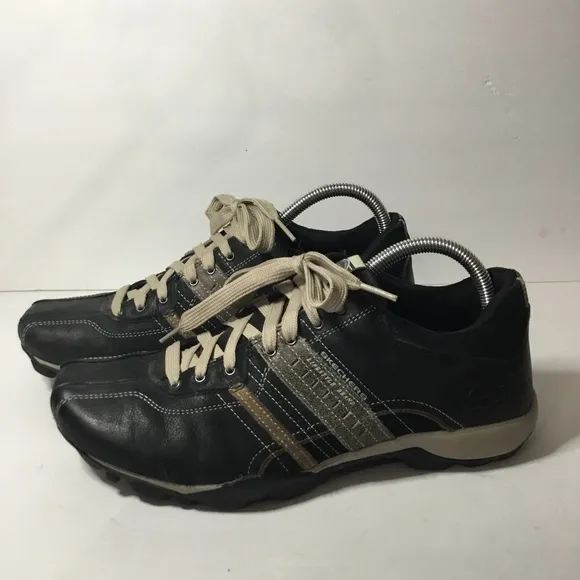 Skechers Men’s Urban Tread Angelino Casual Black Leather Sneakers Size 9 NWOB