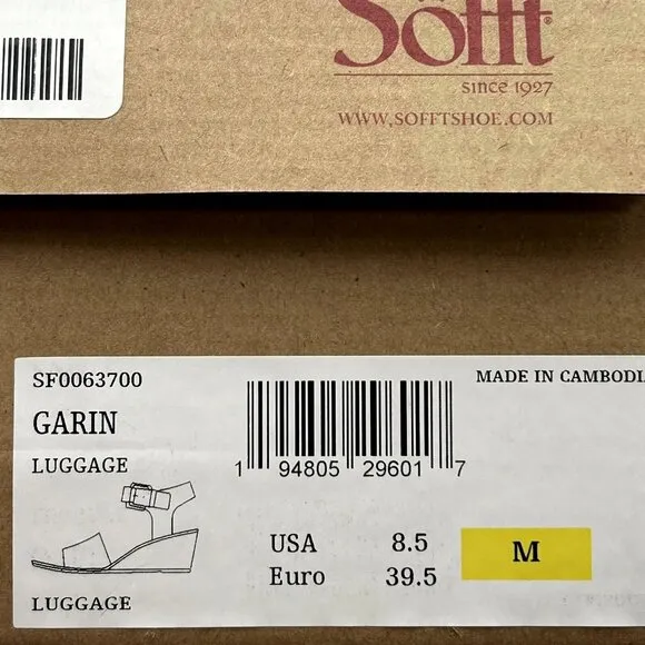 Sofft Garin Women’s Wedge Sandals Size 8.5 Brown Open-toe Hook &amp; loop Closure