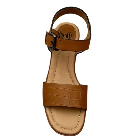 Sofft Garin Women’s Wedge Sandals Size 8.5 Brown Open-toe Hook &amp; loop Closure