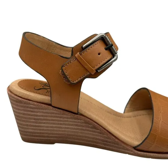 Sofft Garin Women’s Wedge Sandals Size 8.5 Brown Open-toe Hook &amp; loop Closure