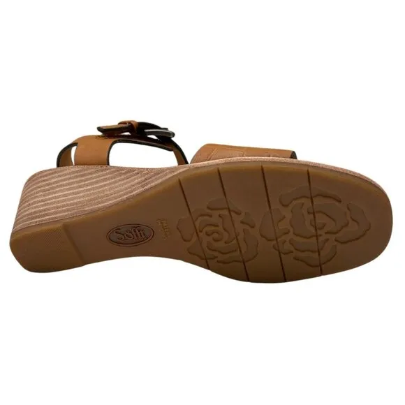 Sofft Garin Women’s Wedge Sandals Size 8.5 Brown Open-toe Hook &amp; loop Closure