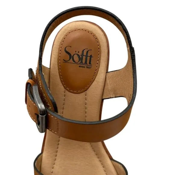 Sofft Garin Women’s Wedge Sandals Size 8.5 Brown Open-toe Hook &amp; loop Closure