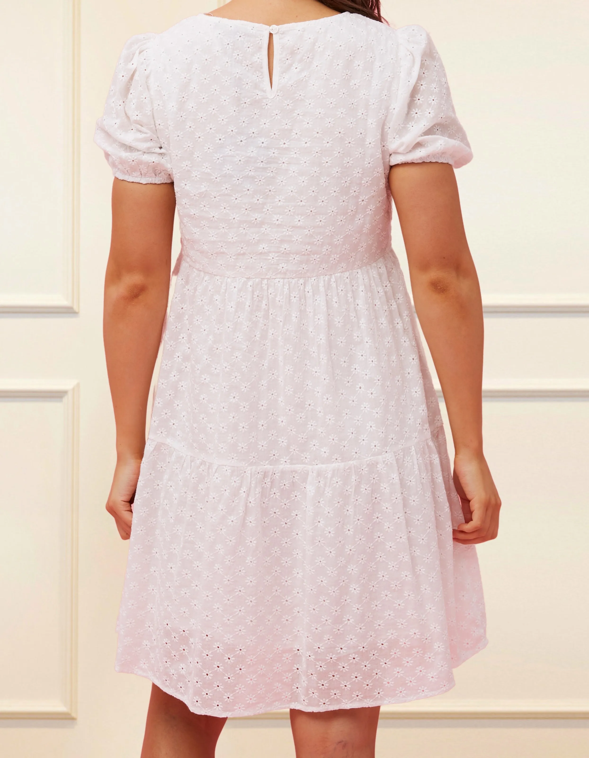 Sofia Dress Tiered Broderie Anglaise White