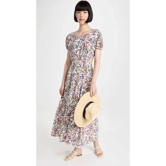 Sokie Collective NWT Peek-a-Boo Dress in White Floral size XL