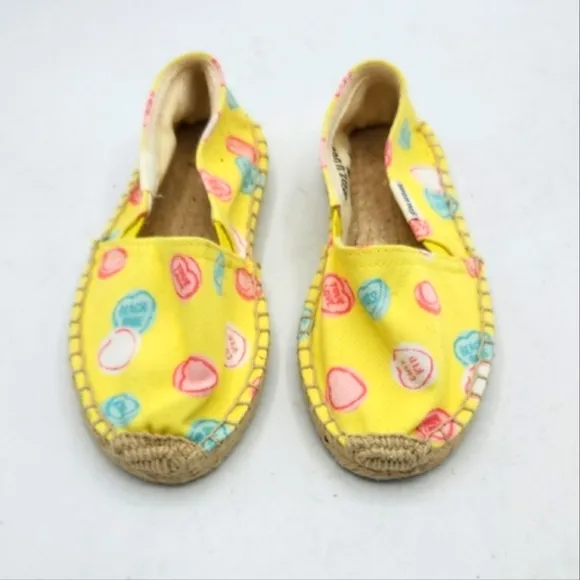 Soludos Girls Ballet Flats In Yellow Love Sweets Size 11