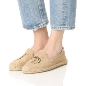 SOLUDOS Raffia Jute Embroidered Giraffe Tan  Espadrilles Sz 6.5