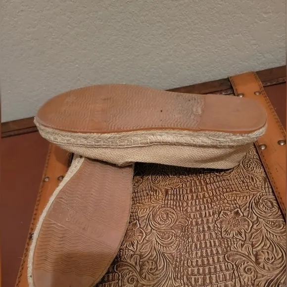 SOLUDOS Raffia Jute Embroidered Giraffe Tan  Espadrilles Sz 6.5
