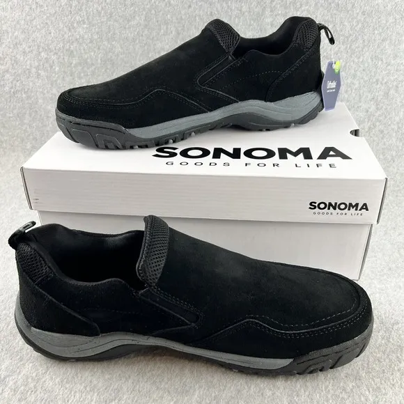 Sonoma Mens Loafers Size 10.5 Slip On Genuine Suede Ortholite Insole black New