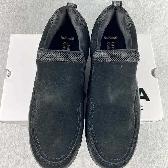 Sonoma Mens Loafers Size 10.5 Slip On Genuine Suede Ortholite Insole black New