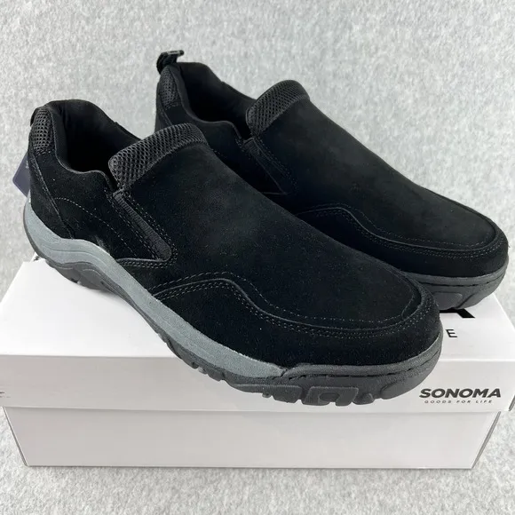 Sonoma Mens Loafers Size 10.5 Slip On Genuine Suede Ortholite Insole black New