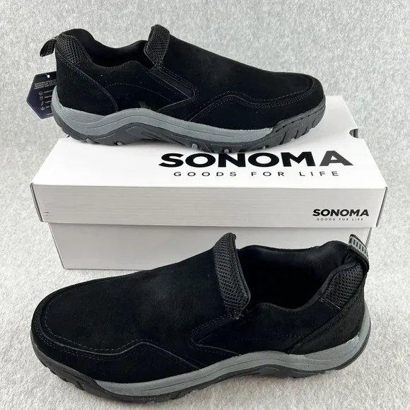 Sonoma Mens Loafers Size 10.5 Slip On Genuine Suede Ortholite Insole black New