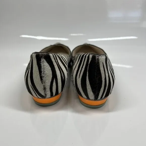 Sophia Webster Loca Zebra Printed Calf Hair Flats Size 37 baddie  retro boho