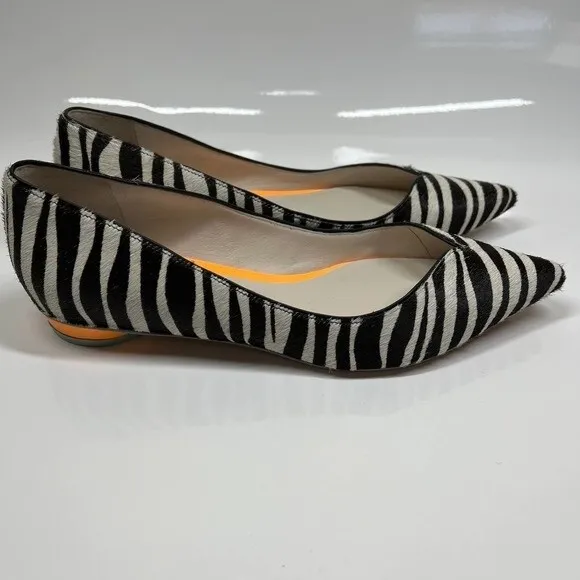 Sophia Webster Loca Zebra Printed Calf Hair Flats Size 37 baddie  retro boho