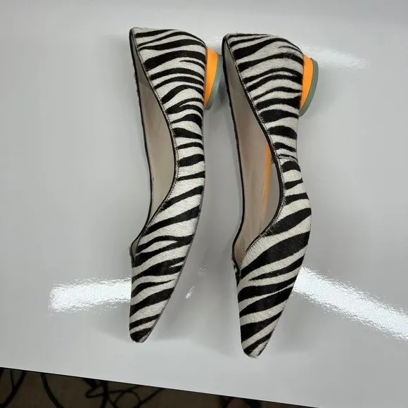 Sophia Webster Loca Zebra Printed Calf Hair Flats Size 37 baddie  retro boho