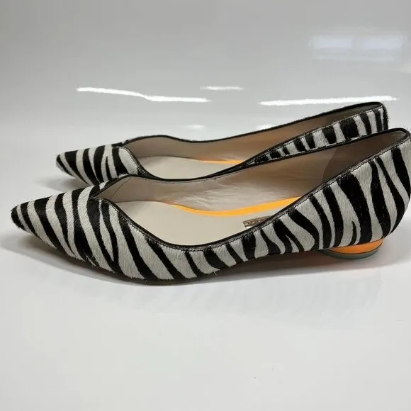 Sophia Webster Loca Zebra Printed Calf Hair Flats Size 37 baddie  retro boho