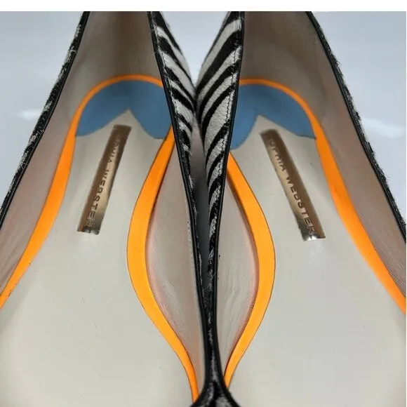 Sophia Webster Loca Zebra Printed Calf Hair Flats Size 37 baddie  retro boho