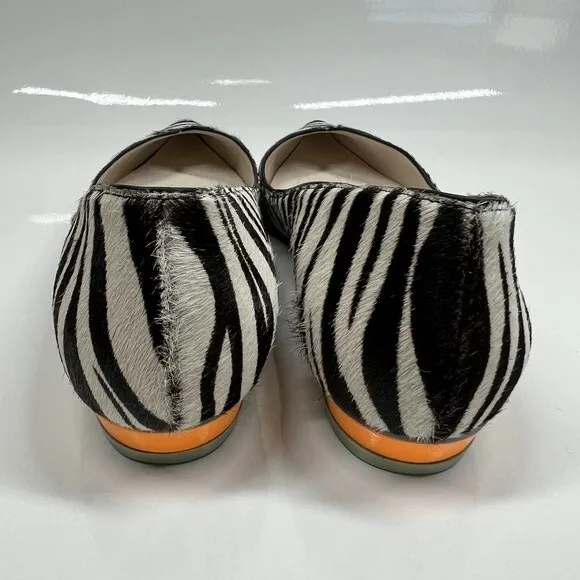 Sophia Webster Loca Zebra Printed Calf Hair Flats Size 37 baddie  retro boho