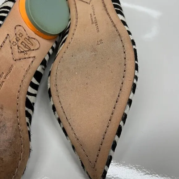 Sophia Webster Loca Zebra Printed Calf Hair Flats Size 37 baddie  retro boho